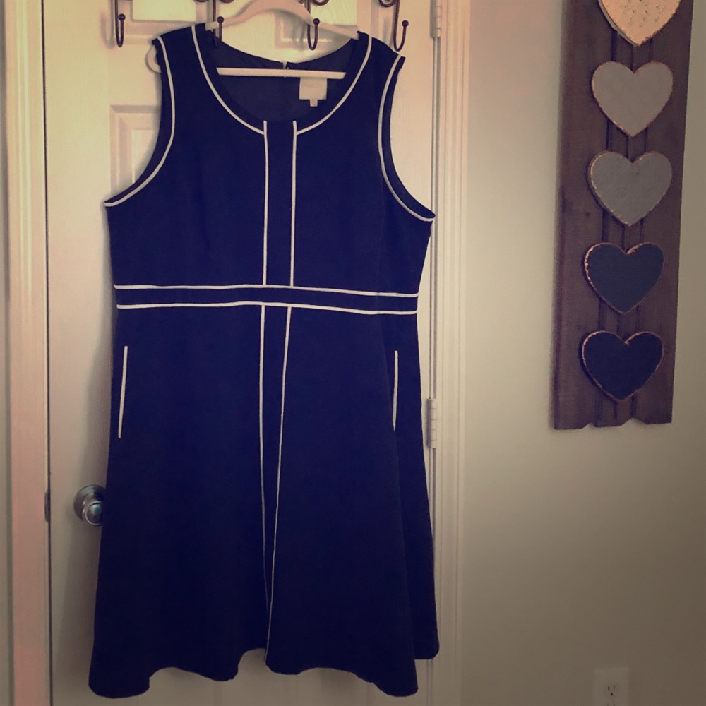 ModCloth Navy Dress with White Piping